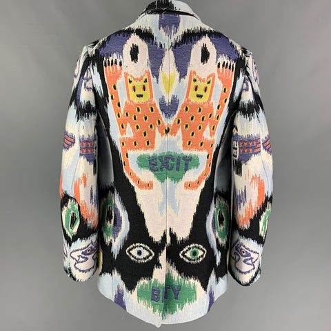 WALTER VAN BEIRENDONCK FW 15 Explicit Beauty Size 46 Multi-Color Jacquard Jacket