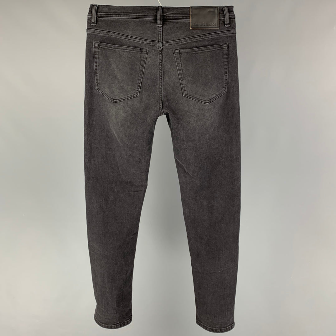 ACNE STUDIOS Size 30 Grey Distressed Cotton Blend Jeans