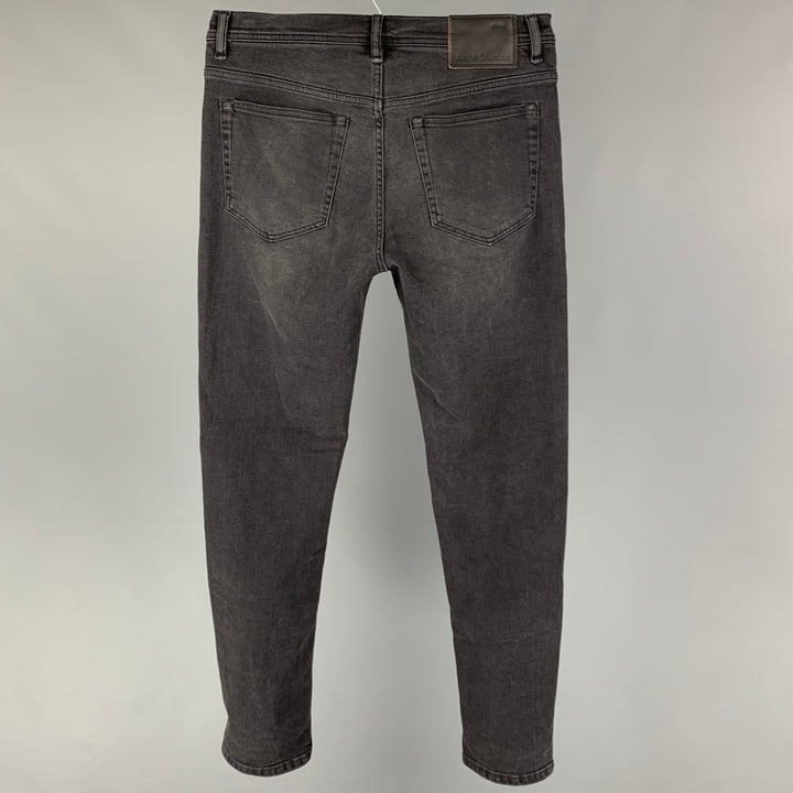 ACNE STUDIOS Size 30 Grey Distressed Cotton Blend Jeans