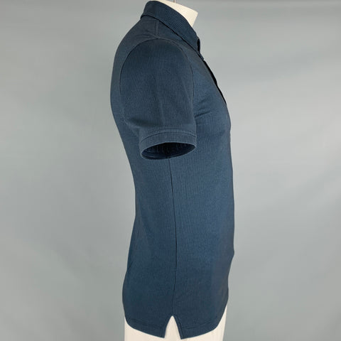ARMANI COLLEZIONI Size XL Black Blue Nailhead Cotton Blend Long Placket Polo