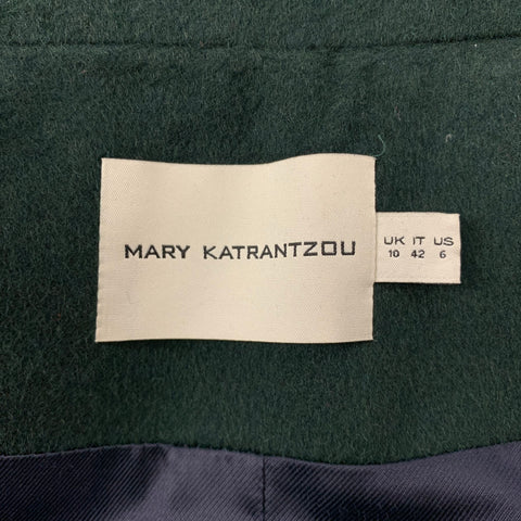 MARY KATRANTZOU Taille 6 Veste à crête brodée en laine vierge à paillettes vert foncé