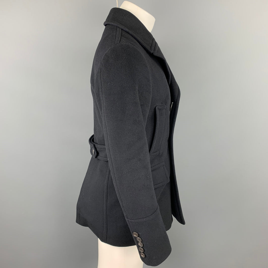 BURBERRY LONDON Size 36 Black Wool Double Breasted Peacoat
