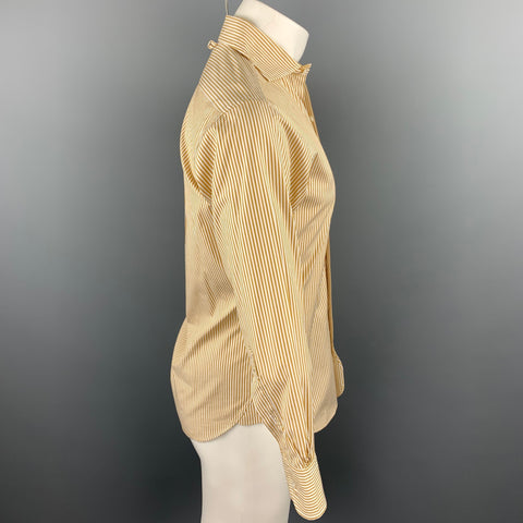 BLACK FLEECE Size XS Gold Stripe Cotton Button Fly Long Sleeve Shirt
