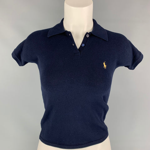 RALPH LAUREN Taille S Polo en coton mélangé bleu marine