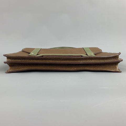 APRIL in PARIS Brown & Olive Textured Leather Bag