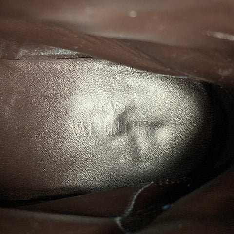 VALENTINO Size 10 Brown Leather Zip Up Combat Boots