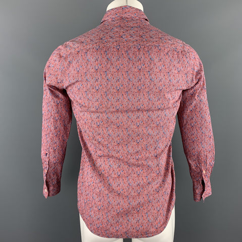 DAMAT TWEEN Size XS Orange & Blue Print Cotton Button Up Long Sleeve Shirt