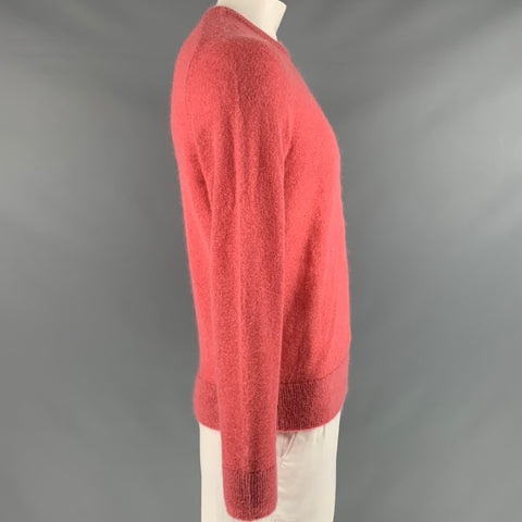 TODD ​​SNYDER Taille L Pull à col rond en tricot orange mélangé de mohair
