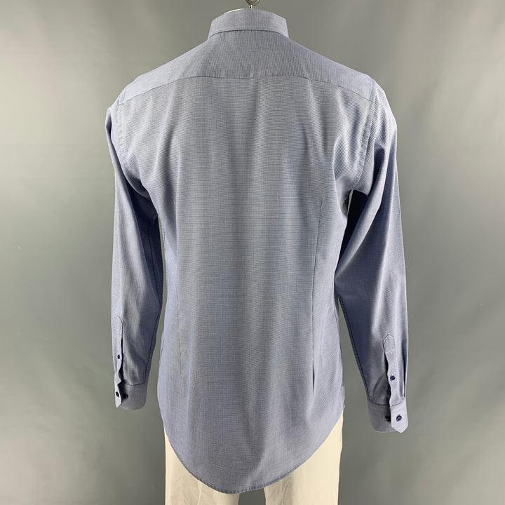 ETON Size XL Black &  White Cotton Button Up Long Sleeve Shirt
