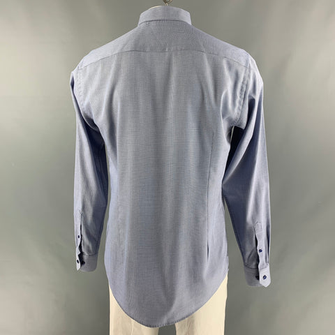 ETON Talla XL Camisa de manga larga con botones de algodón blanco y negro