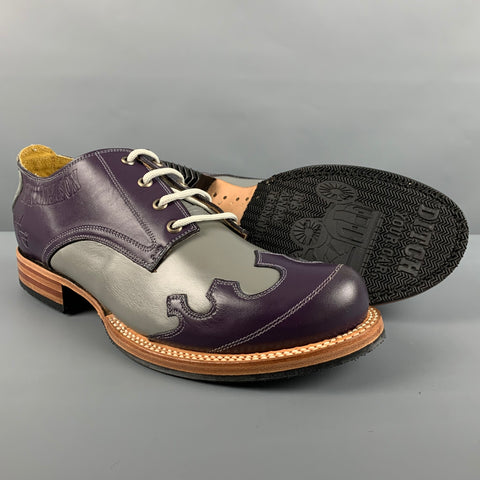 JOHN FLUEVOG Size 10 Grey Purple Leather Lace Up Shoes