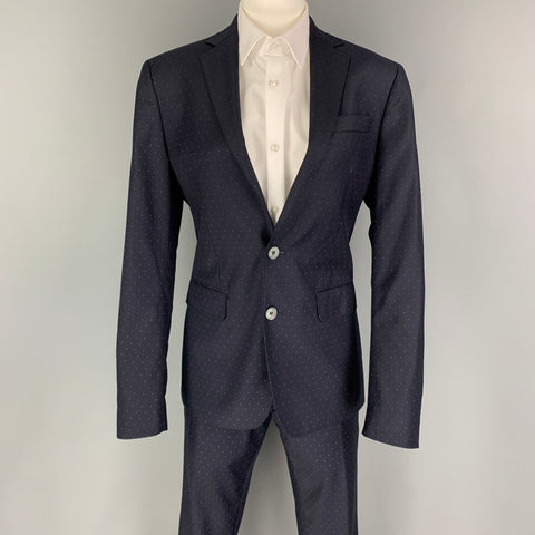 DSQUARED2 Size 36 Navy White Dots Wool Notch Lapel Suit