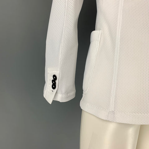 GIORGIO ARMANI Size 38 White Honeycomb Polyamide Sport Coat