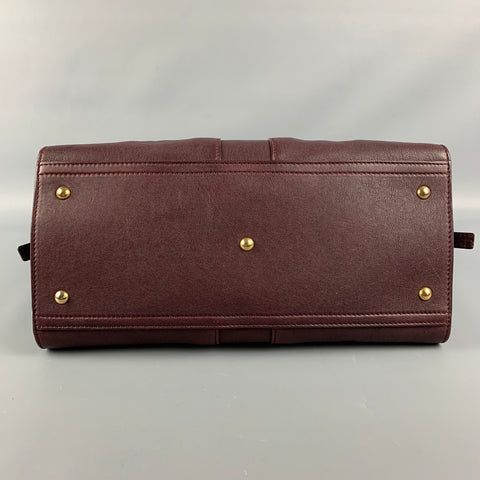 YVES SAINT LAURENT 2012 CABAS Burgundy Leather Gold Tone Hardware Handbag