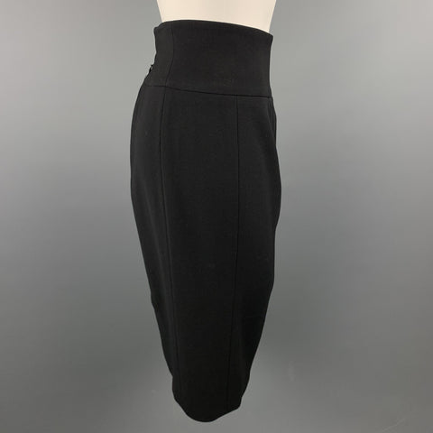GIORGIO ARMANI Taille 8 Jupe crayon en laine crêpe noire