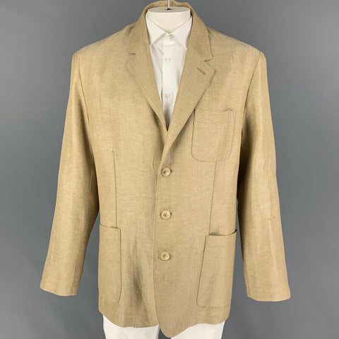 CUTTER & BUCK Size XXL Beige Herringbone Linen Silk Sport Coat