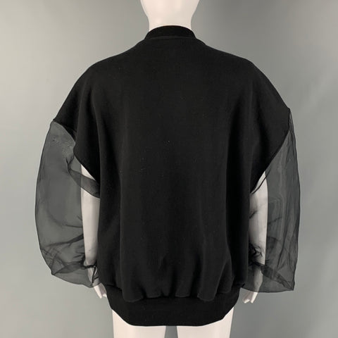 CINQ a' SEPT Size M Black Cotton Mixed Fabrics Crew-Neck Pullover