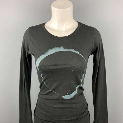 BLK OPM Taille S T-shirt à col rond en coton imprimé anthracite