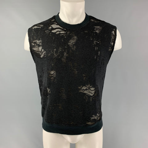 IRO Nuala Size S Black Distressed Cotton Blend Sleeveless Pullover