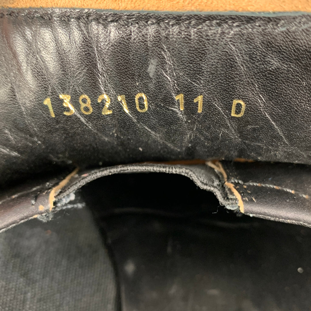 GUCCI Size 12 Black Contrast Stitch Leather Slip On Loafers