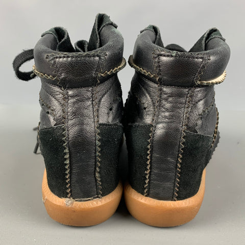 ISABEL MARANT Zapatillas de deporte con cuña perforada de cuero negro talla 7