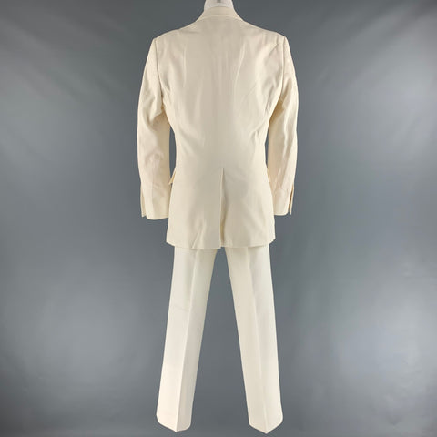GUCCI Poitrine Taille 40 Beige Solide Coton Revers Cranté 32 29 Costume