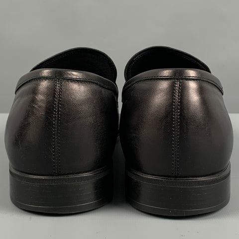 SALVATORE FERRAGAMO Size 9.5 Black Leather Penny Loafers