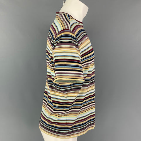 OLIVIER STRELLI Size XL Multi-Color Stripe Cotton Short Sleeve T-shirt