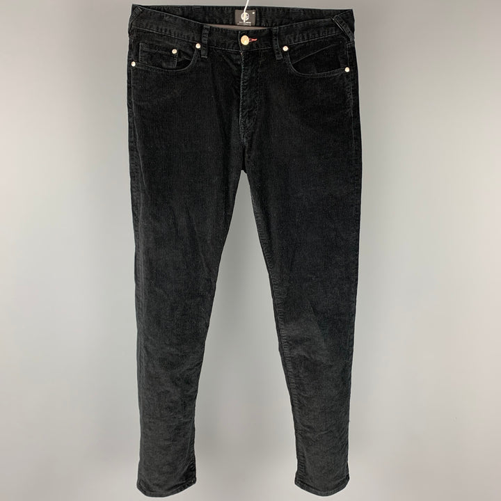 PS by PAUL SMITH Talla 32 Pantalones casuales con corte jean de algodón de pana negro