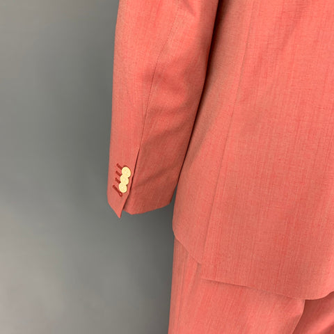 MARC JACOBS Size 44 Salmon Wool Notch Lapel 3 Piece Suit