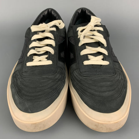 FEAR OF GOD Baskets à lacets en cuir noir et anthracite taille 11