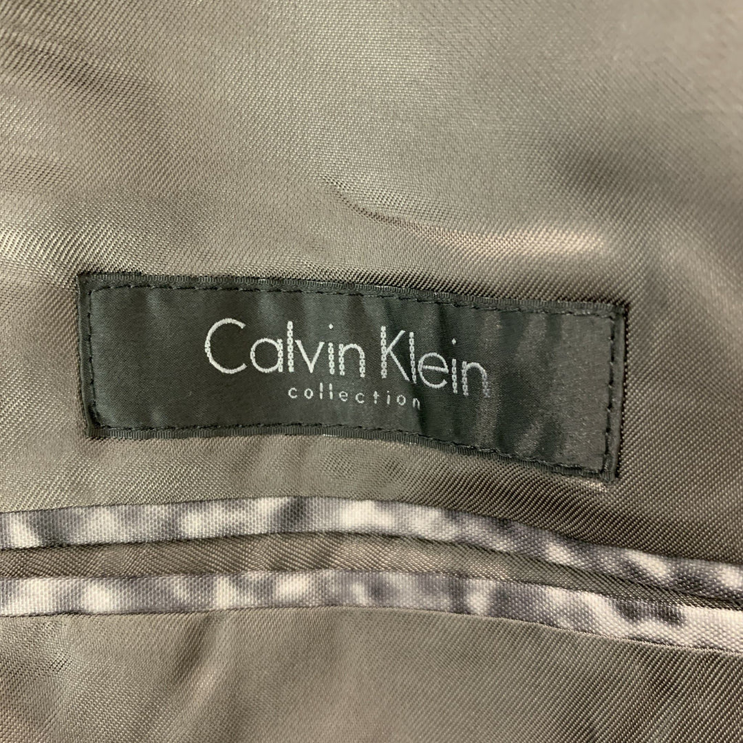 CALVIN KLEIN 'COLLECTION' Size 42 Grey Olive Abstract Polyester Sport Coat