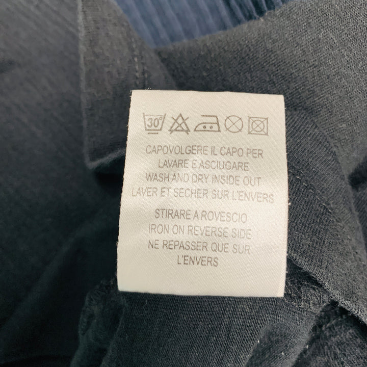 NEIL BARRETT Size M Grey Navy Mixed Fabrics Cotton V-Neck T-shirt