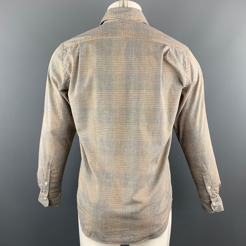 HARTFORD Size S White & Navy Glenplaid Cotton Button Up Long Sleeve Shirt