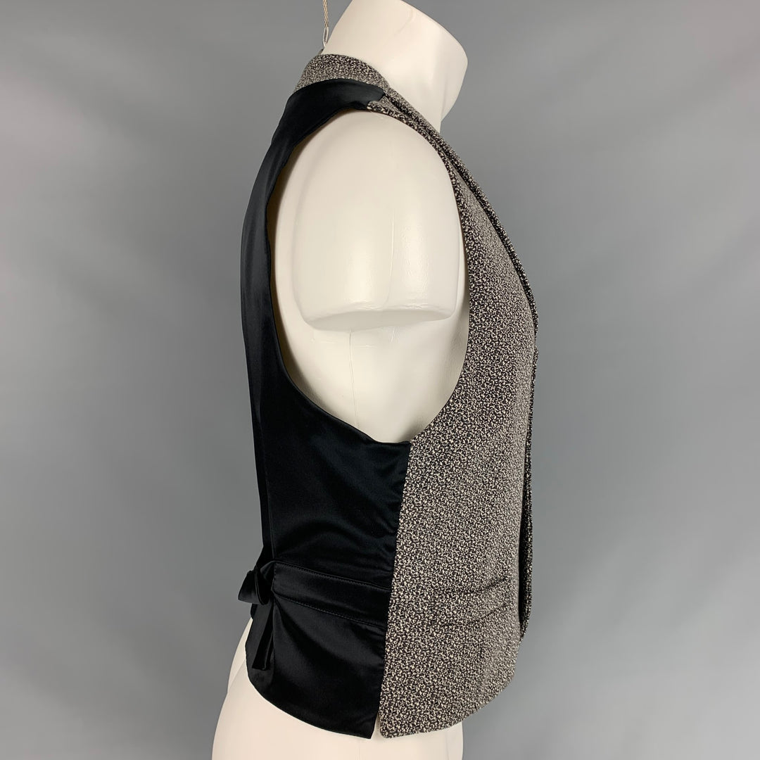 GIORGIO ARMANI Size S Grey & Black Heather Wool Shawl Collar Vest