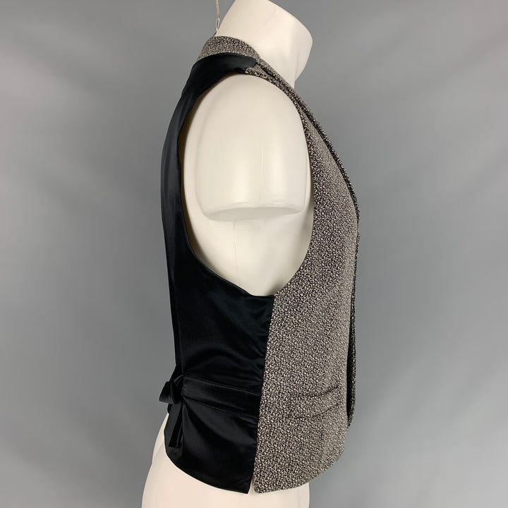 GIORGIO ARMANI Size S Grey & Black Heather Wool Shawl Collar Vest