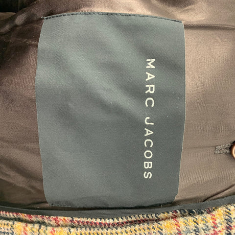 MARC JACOBS Size 38 Tan Plaid Wool Buttoned Coat
