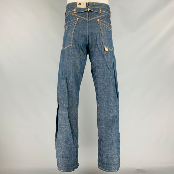 RRL by RALPH LAUREN Size 36 Indigo Contrast Stitch Selvedge Denim Zip Fly Jeans