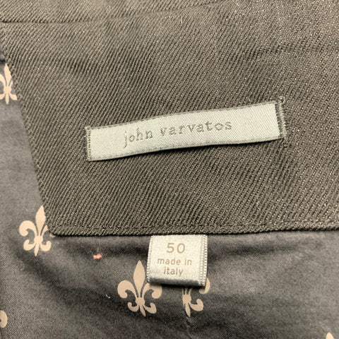 JOHN VARVATOS Taille 40 Noir Solide Lin Laine Peak Revers Smoking