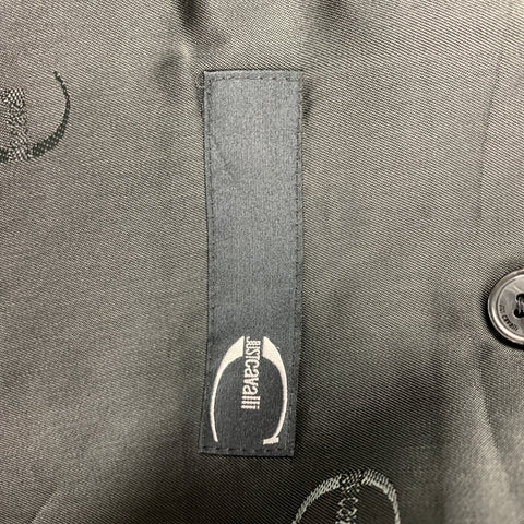 JUST CAVALLI Size 50 Black Jacquard Acetate Notch Lapel Sport Coat