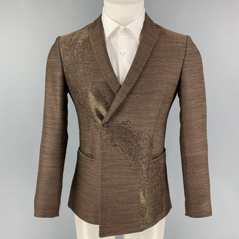 EMPORIO ARMANI Size 34 Brown Black Woven Wool Blend Sport Coat
