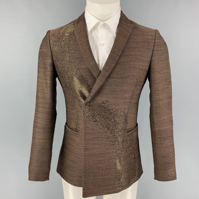EMPORIO ARMANI Size 34 Brown Black Woven Wool Blend Sport Coat