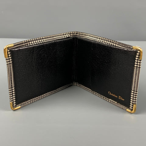 CHRISTIAN DIOR Black White Glenplaid Canvas Bi-Fold Wallet