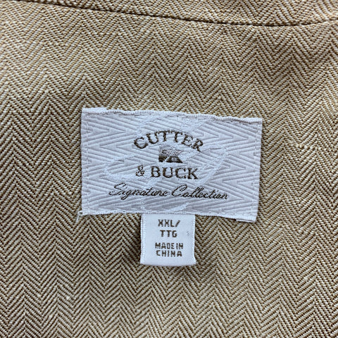 CUTTER & BUCK Size XXL Beige Herringbone Linen Silk Sport Coat