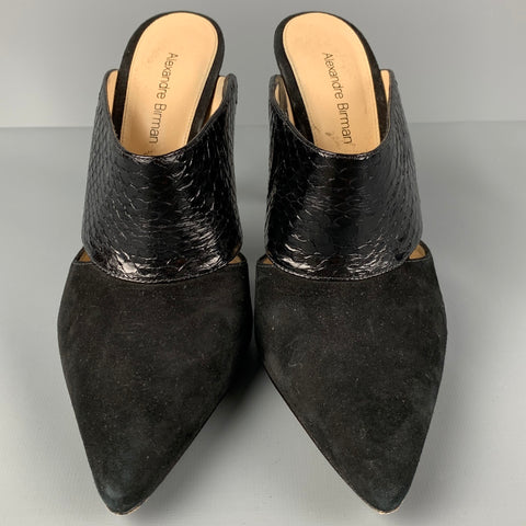 ALEXANDRE BIRMAN Size 8.5 Black Suede Embossed Patent Leather Cutout Boots