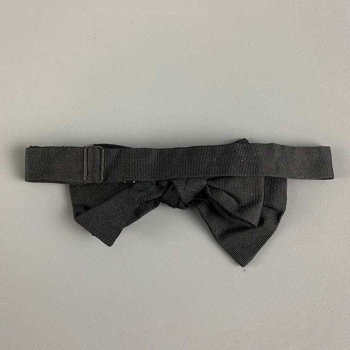 BRENDA KETT Black Ribbed Silk Bow Tie