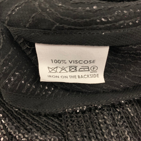 DRIES VAN NOTEN Size M Black Viscose Sequined Hidden Placket Shirt
