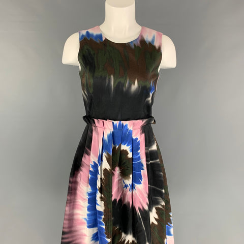 RODARTE Size 2 Multi-Color Silk Abstract Sleeveless Dress