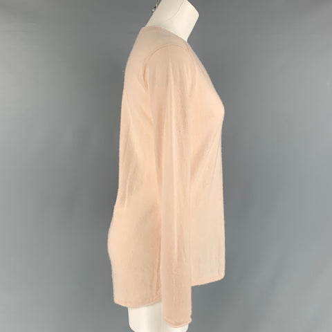 Jersey de cachemir liso con cuello en V, color rosa polvo, talla S ATM