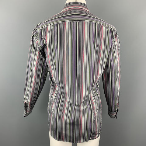 PS by PAUL SMITH Size S Gray & Black Stripe Cotton French Cuff Long Sleeve Shirt